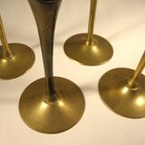 4 flûtes , coupes à champagne en laiton