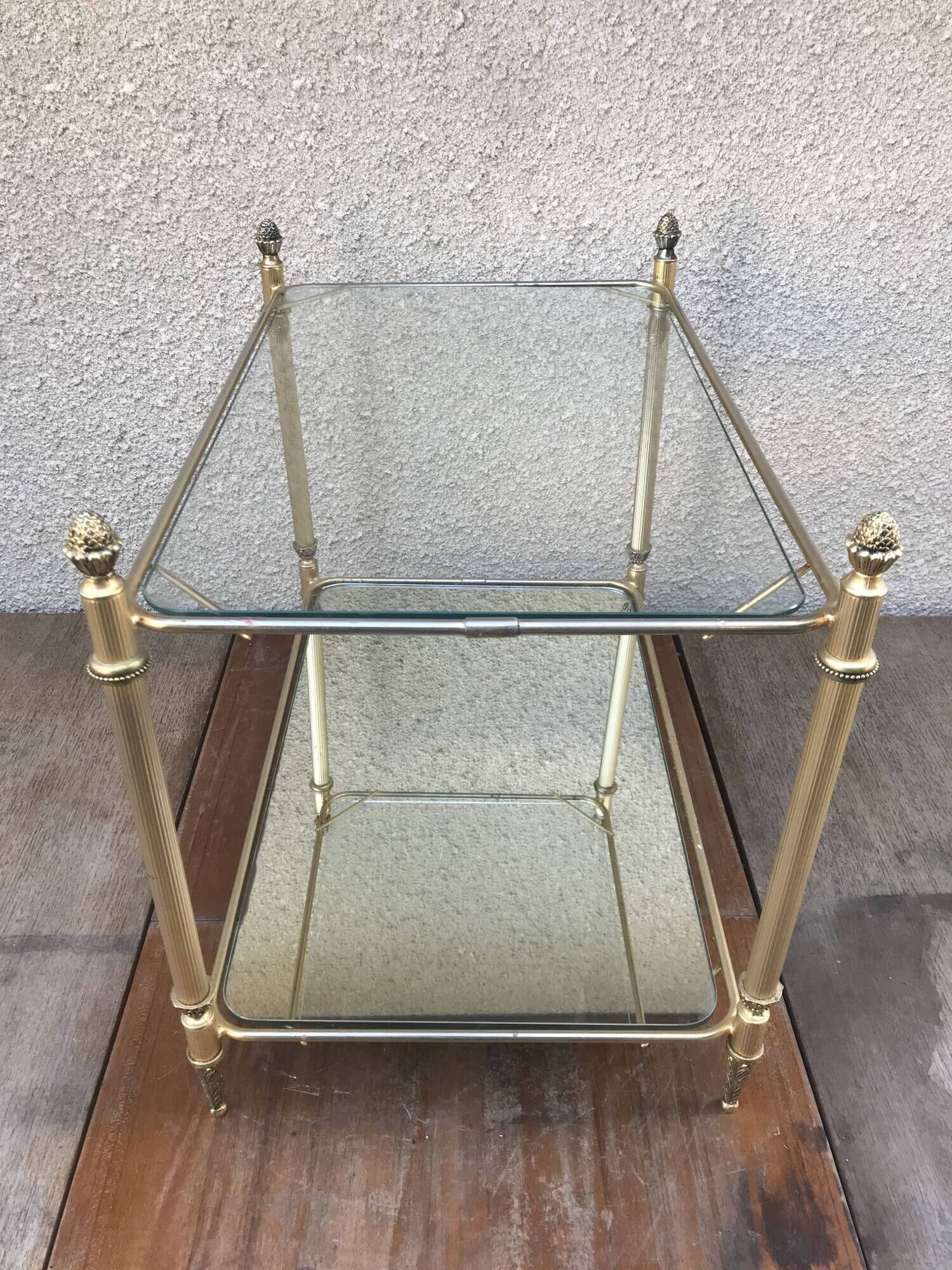 Pair of Old besides in brass and glass