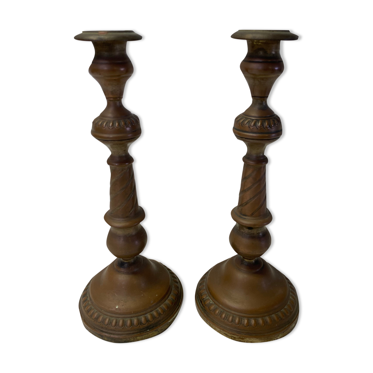 Pair of brass candle holders