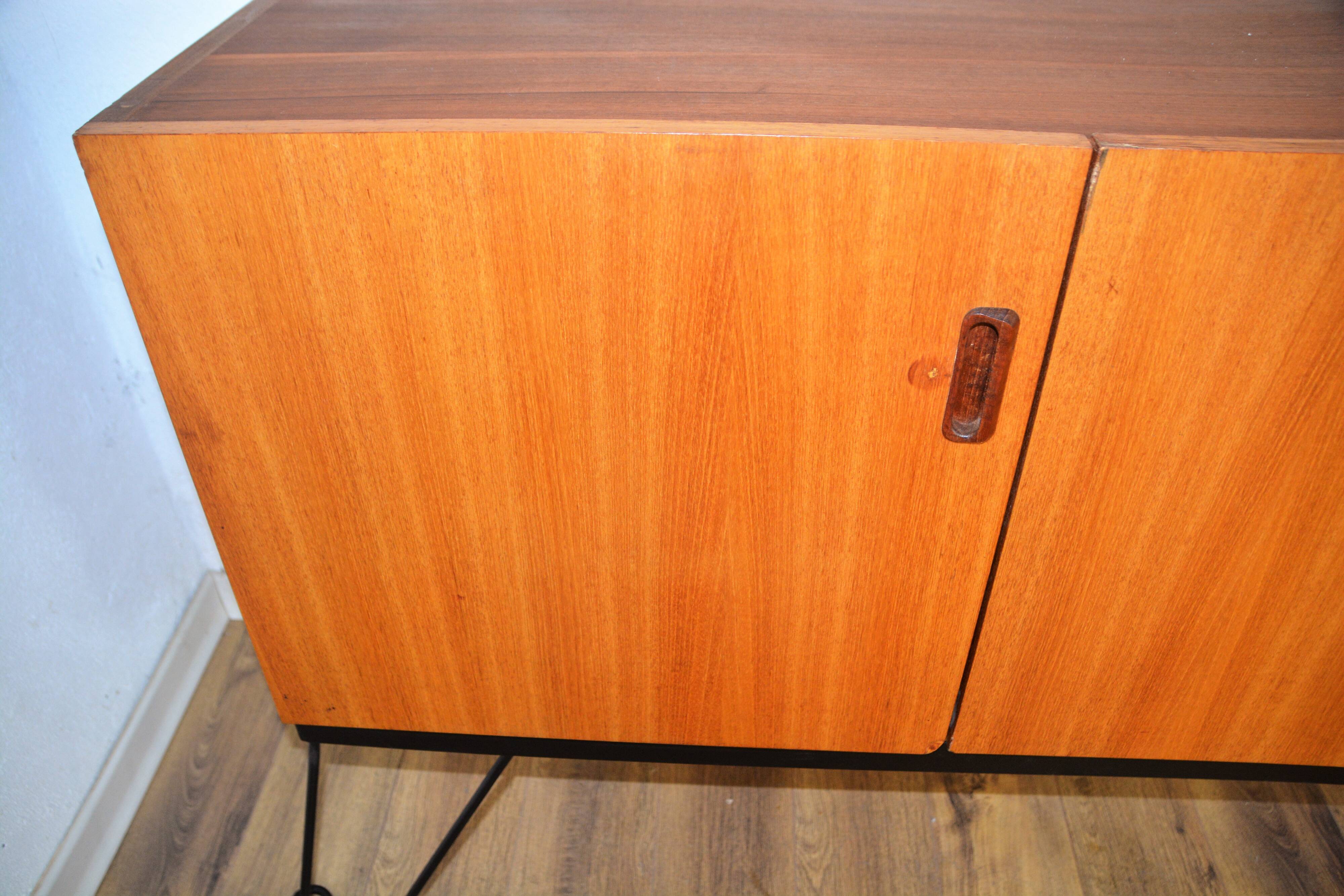 Scandinavian teak metal foot row