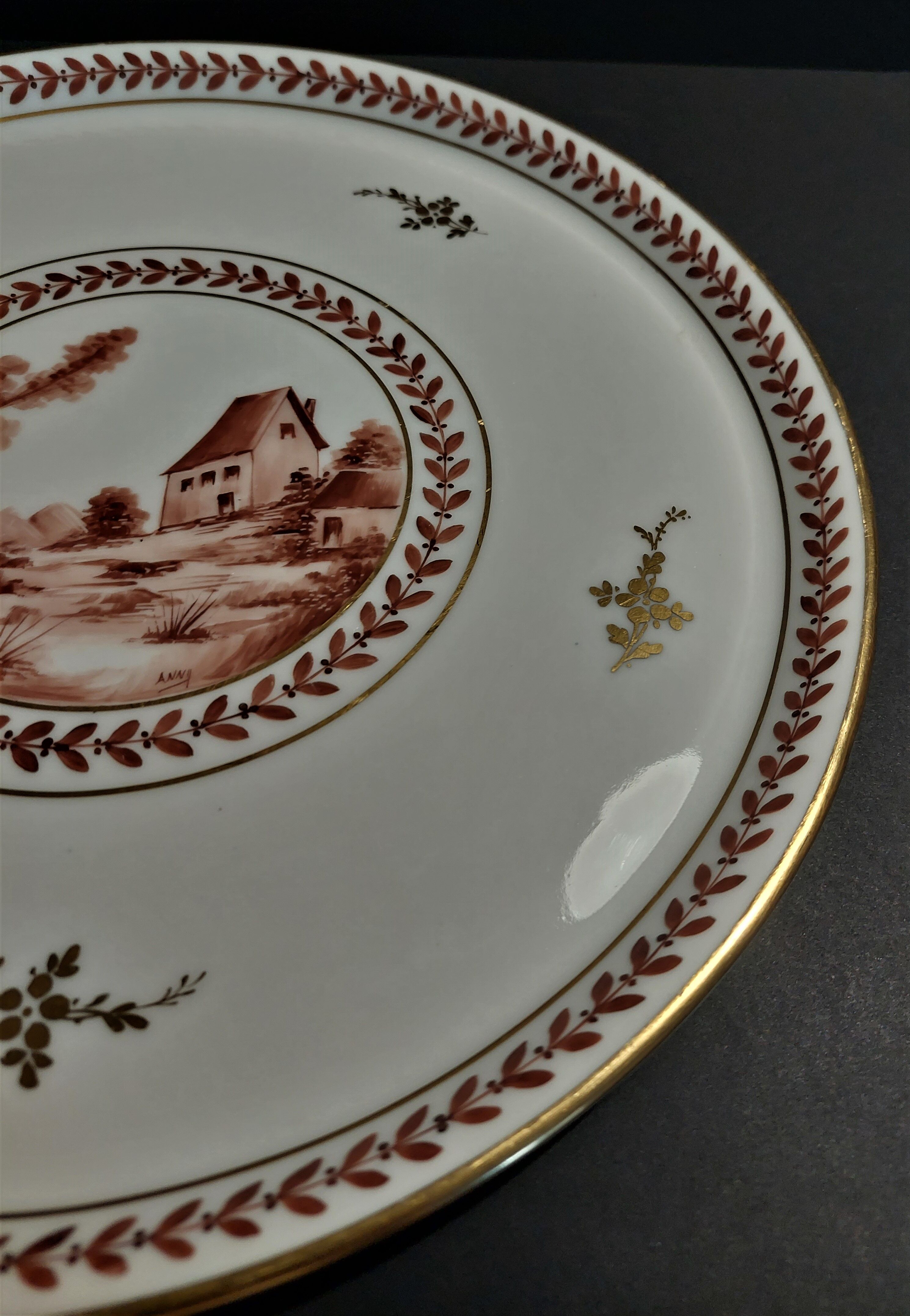 Limoges porcelain dish Georges Boyer decorated hand Art Deco period