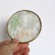 Set of 6 coasters in mother-of-pearl, brass and cork, vintage
