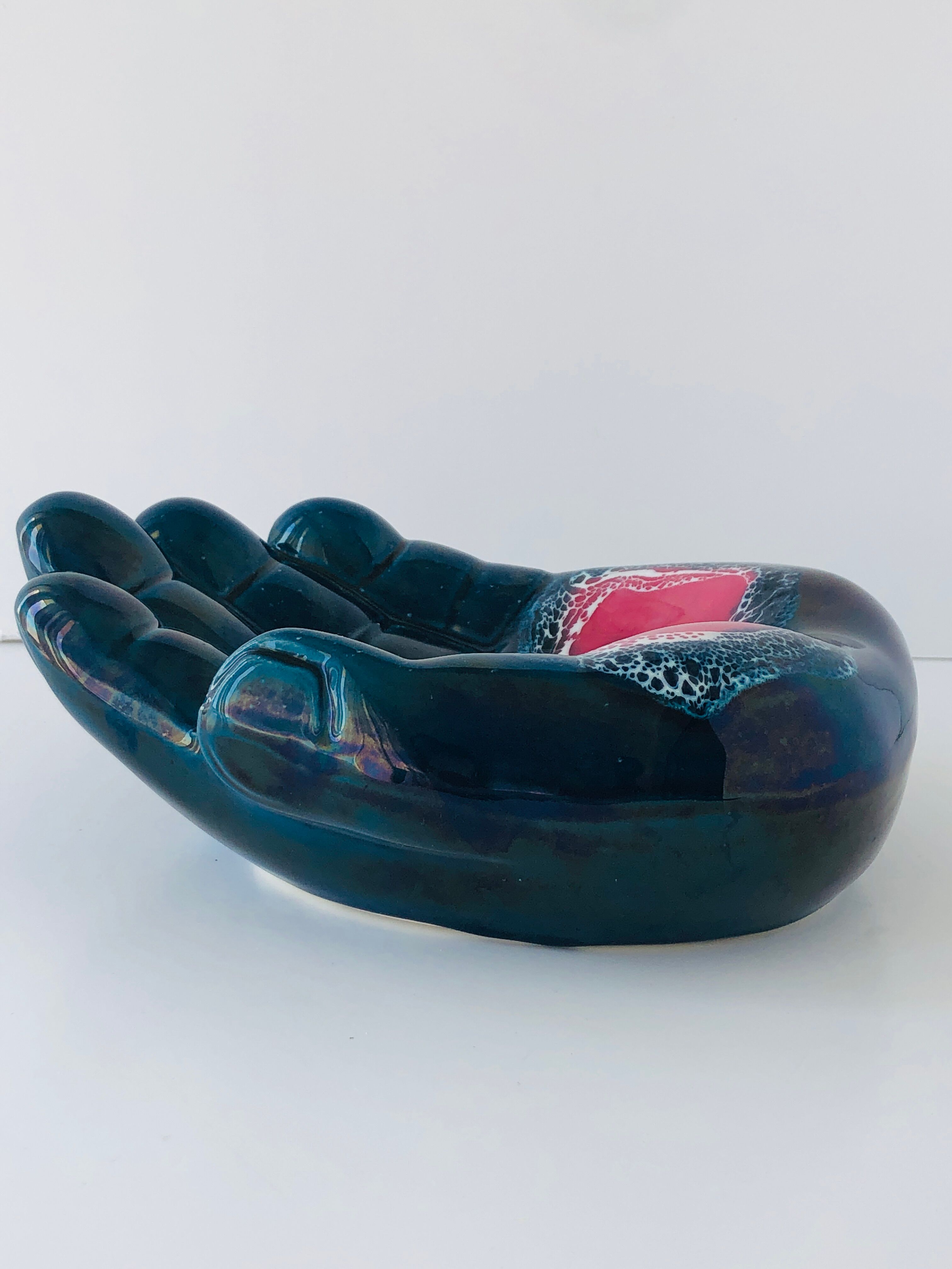 Empty hand oil blue pocket Vintage Vallauris