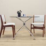 Table ronde en verre, design italien, années 80, production : Calligaris