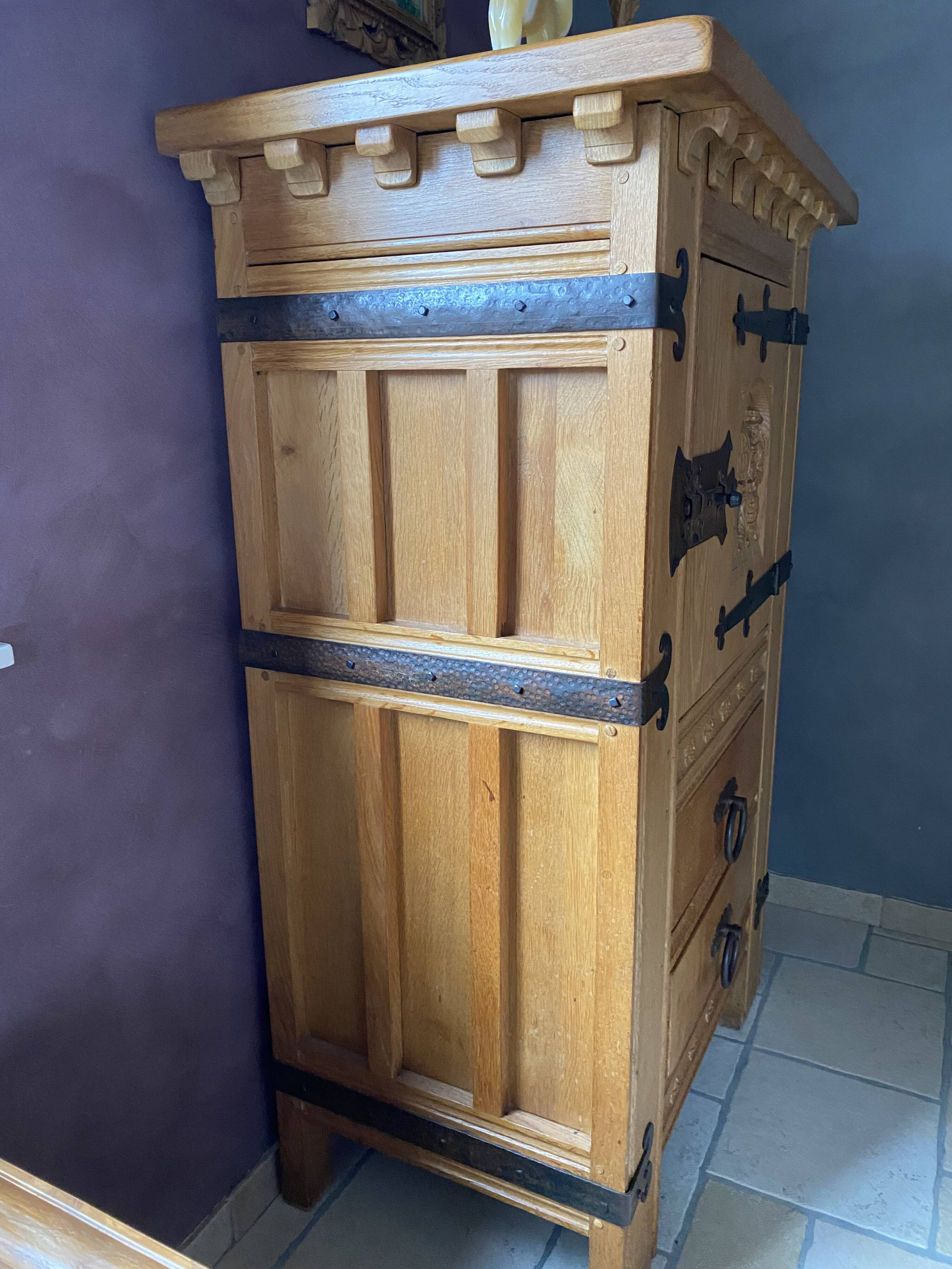 Solid oak bar cabinet