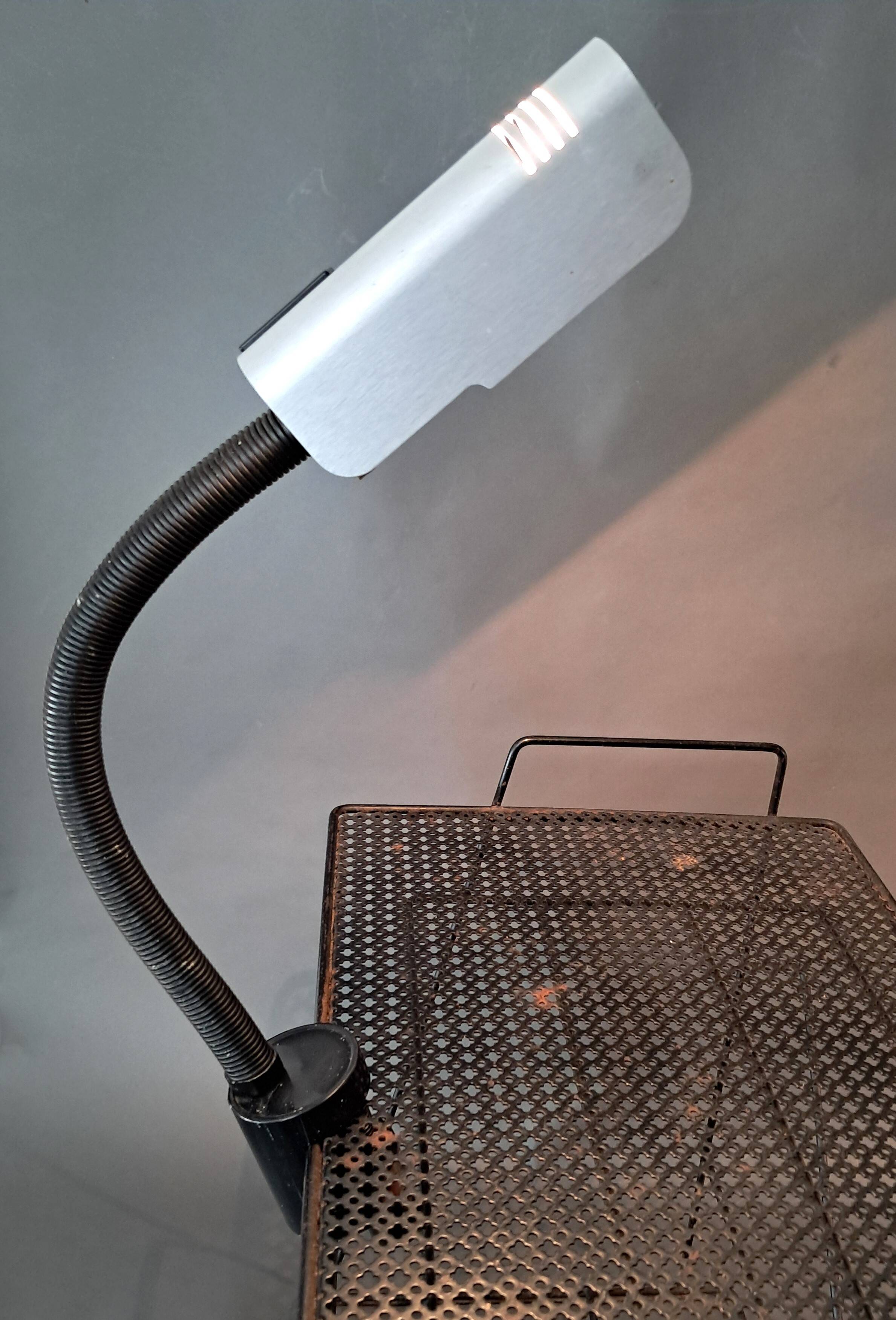 1970 Targetti Sankey workshop lamp in brushed aluminum.