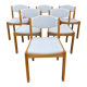 Six vintage 70s Baumann style chairs white buckle fabric