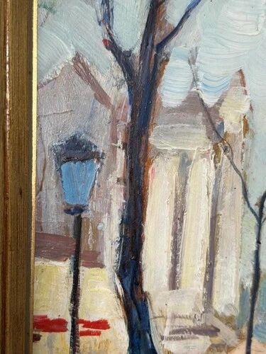 Swedish Oil on Panel "Lakerstationen” by L. Knut Norman Vintage & Framed 46×38cm