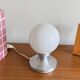 Small vintage table lamp in aluminum and white opaline glass globe LAMP-7362