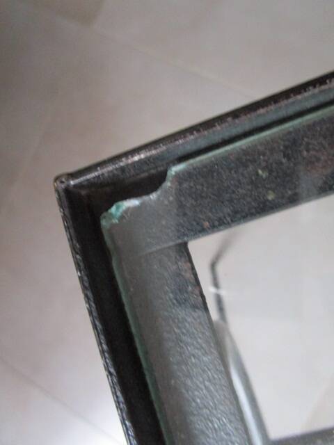 50s/60s coffee table in black metal and glass top