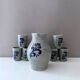 Vintage jug + 6 mugs, wine jug, ceramic jug, water jug