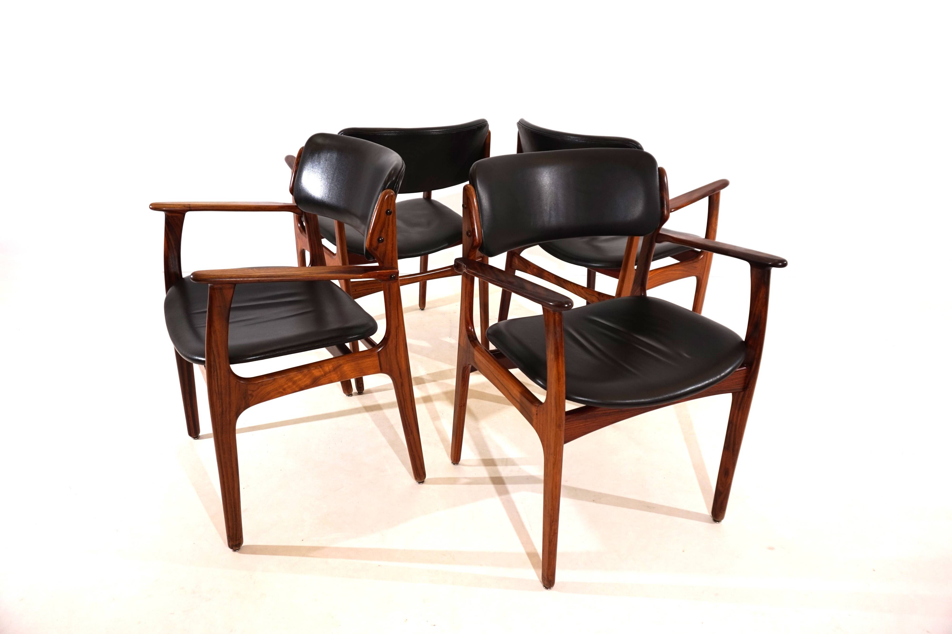 Erik Buck lot de 4 chaises de salle à manger en palissandre OD 50 pour OD Mobler