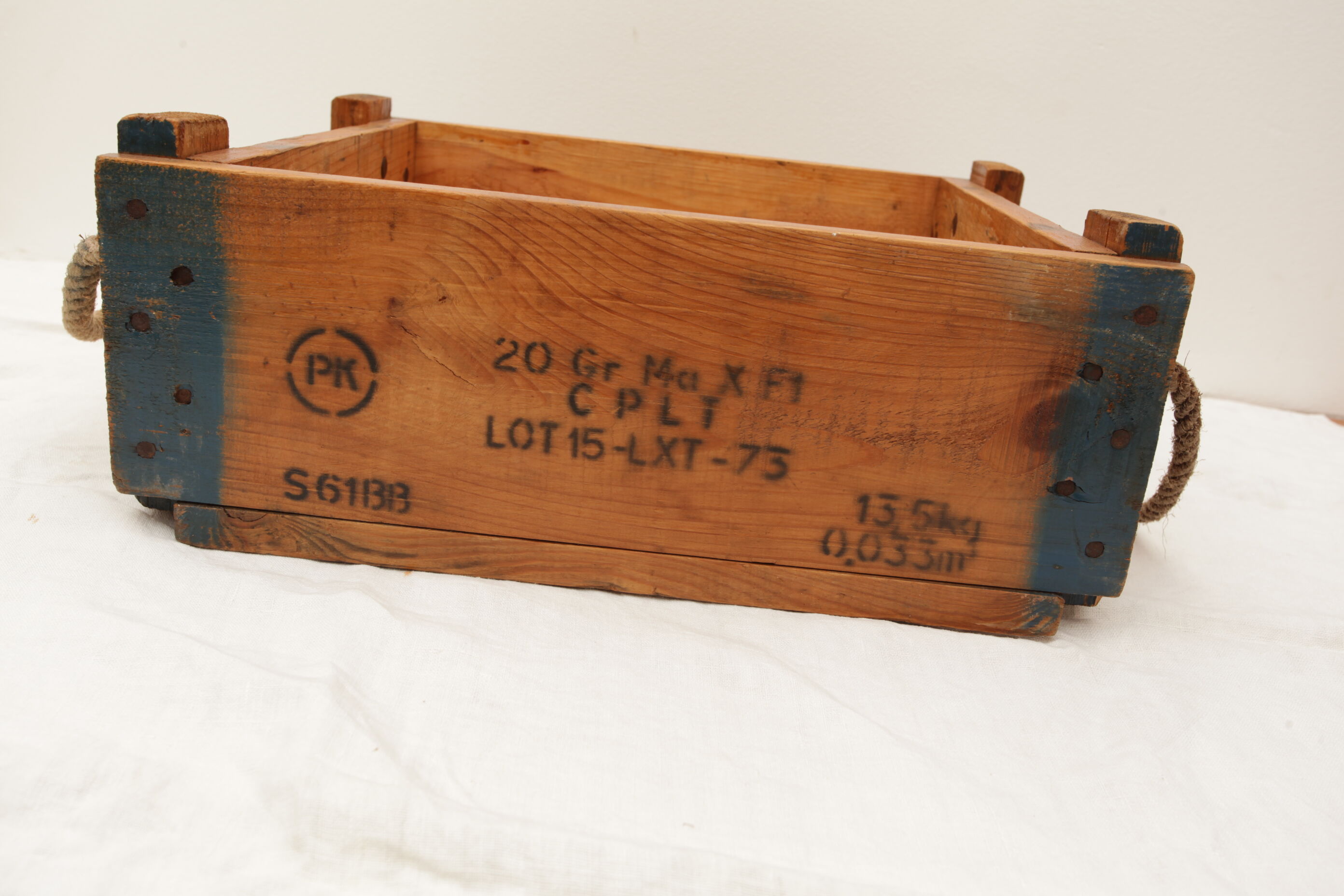 Military crate wood rope