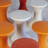 White and dark orange Tam Tam stool by Henry Massonnet for Stamp, 1970.