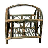 Indonesian magazine holders made of bamboo and vintage green rattan