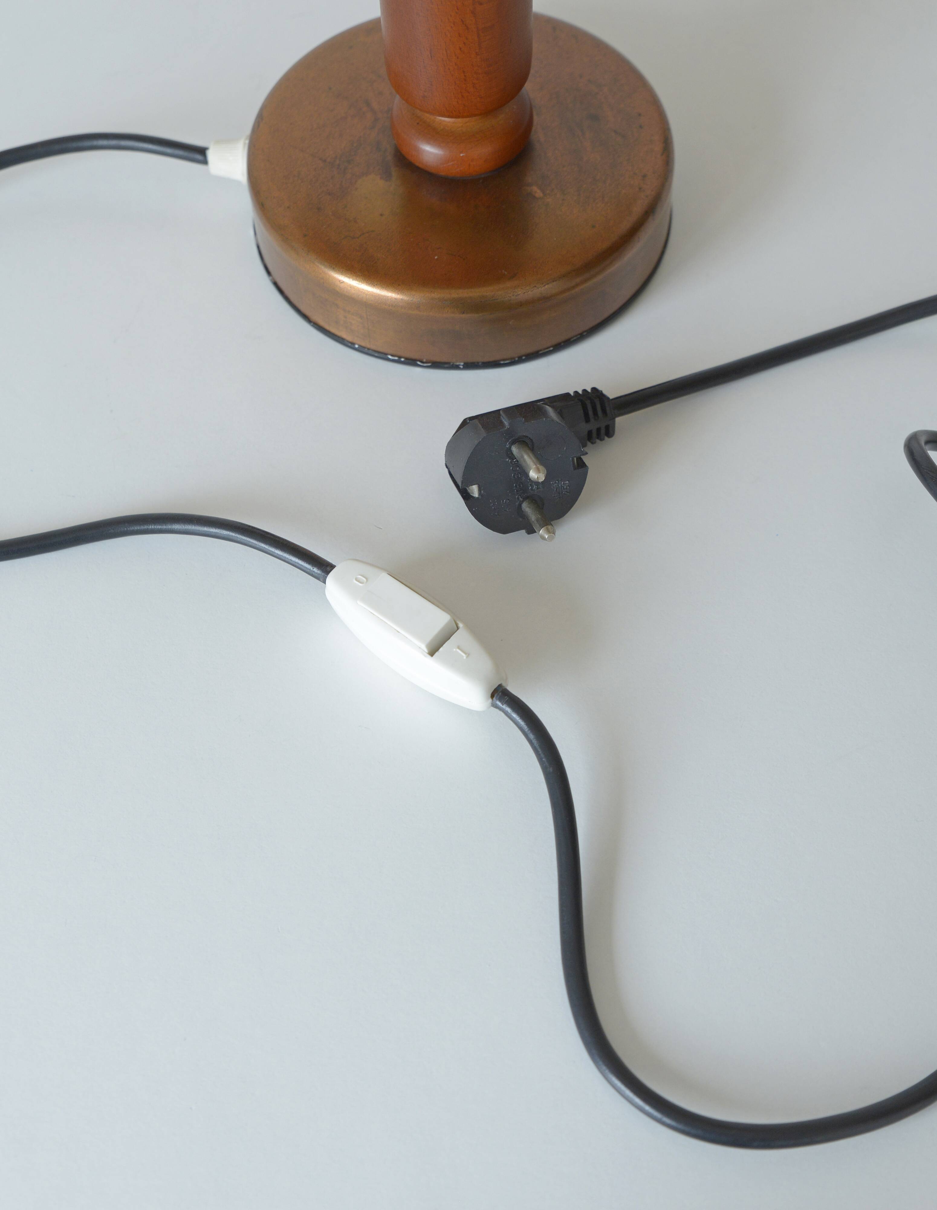 Large Vintage Bedside Lamp / French Style Table Light / Gold Textile Shade