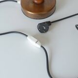 Large Vintage Bedside Lamp / French Style Table Light / Gold Textile Shade