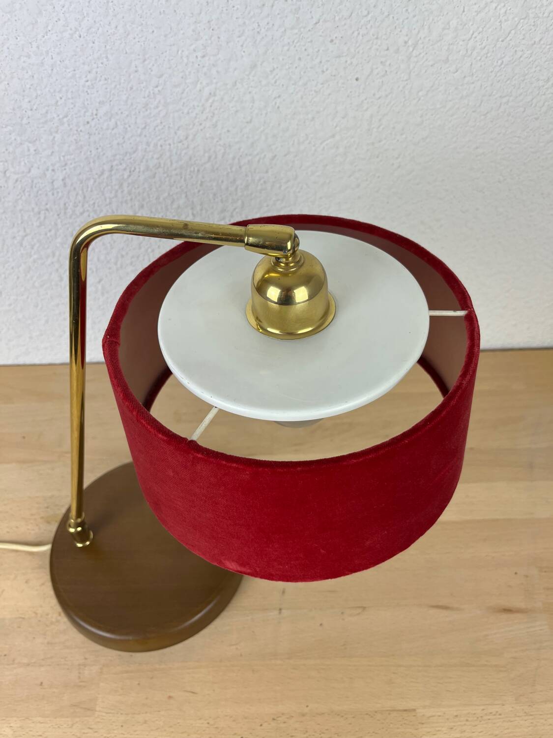 Vintage wood and brass lamp, 1950s