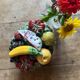 Vintage barbotine dish with fruit decorations