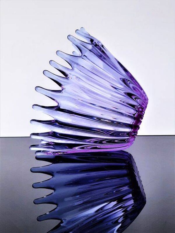 Vase - Grande Coupe en Cristal Violet • Vintage • Cristallerie de Bayel  • 1950
