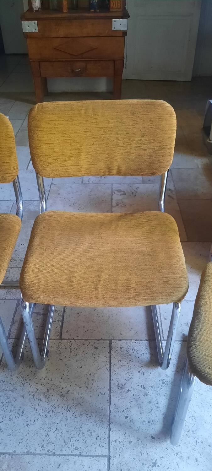 Lot de 4 chaises tubulaire chromé vintage