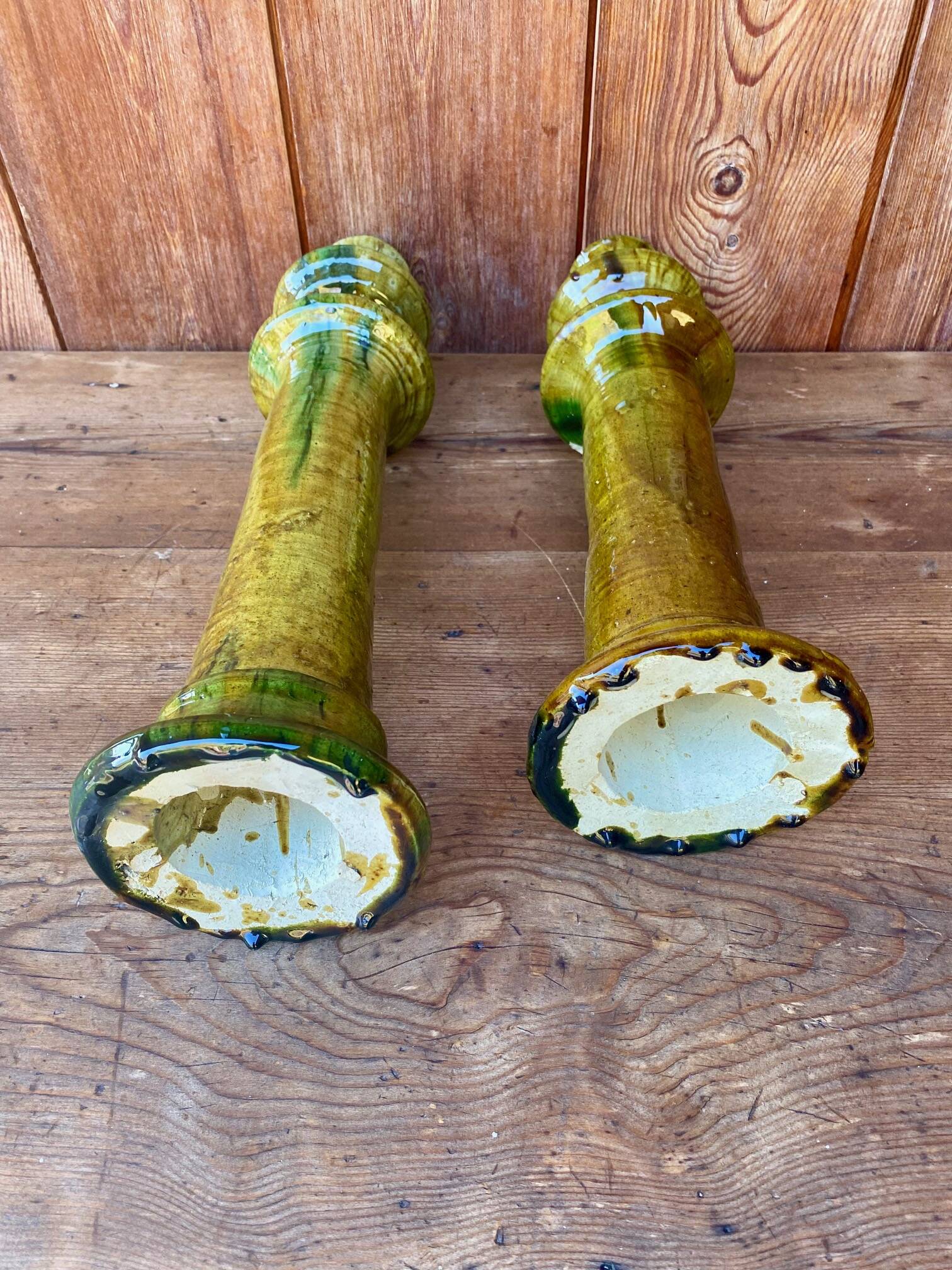 2 bougeoirs de Tamegroute en céramique émaillée