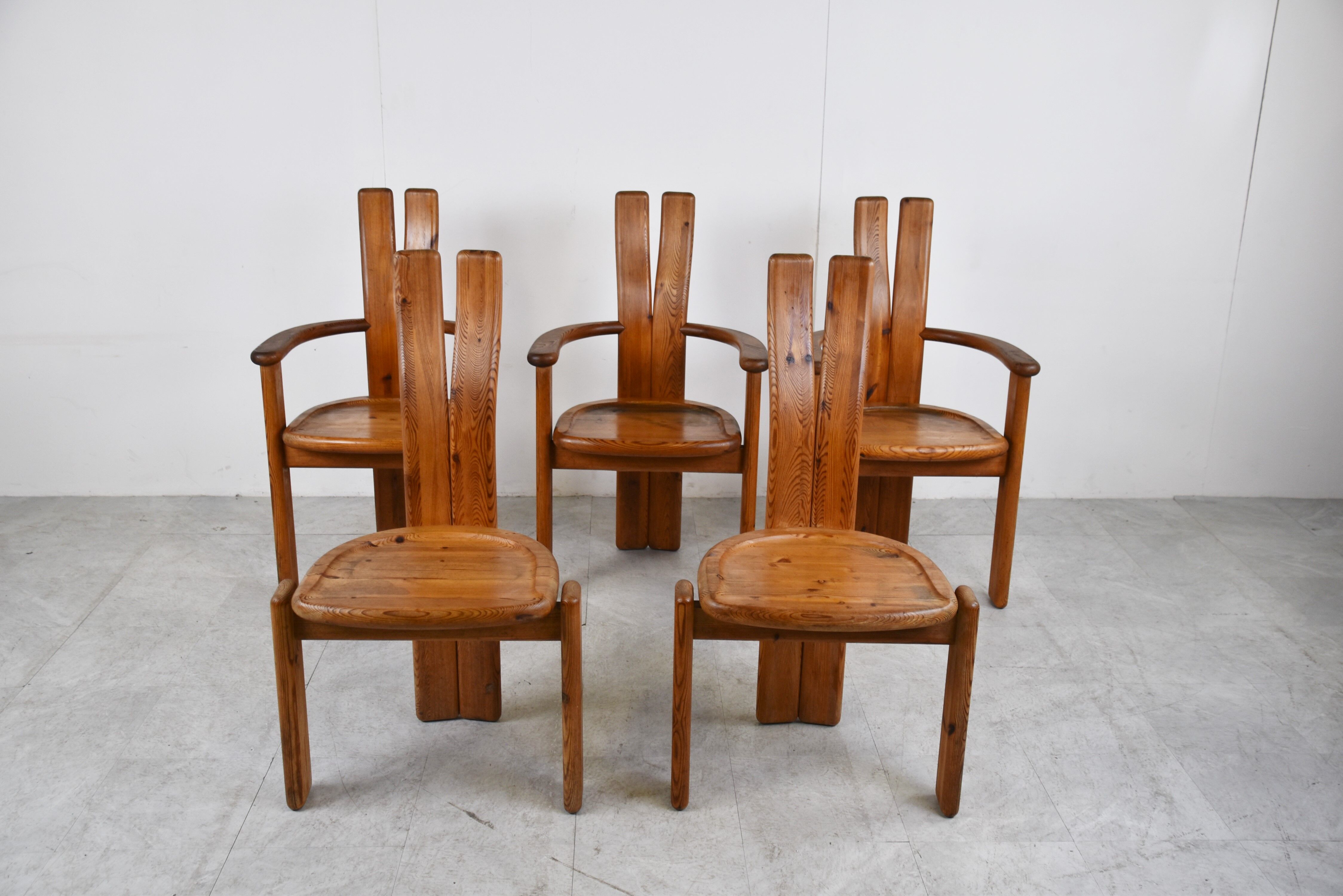 Set of 5 Brutalist dining chairs by Vamdrup Stolefabrik, 1960s