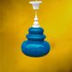 Turquoise glass and painted white wood pendant – 1970s