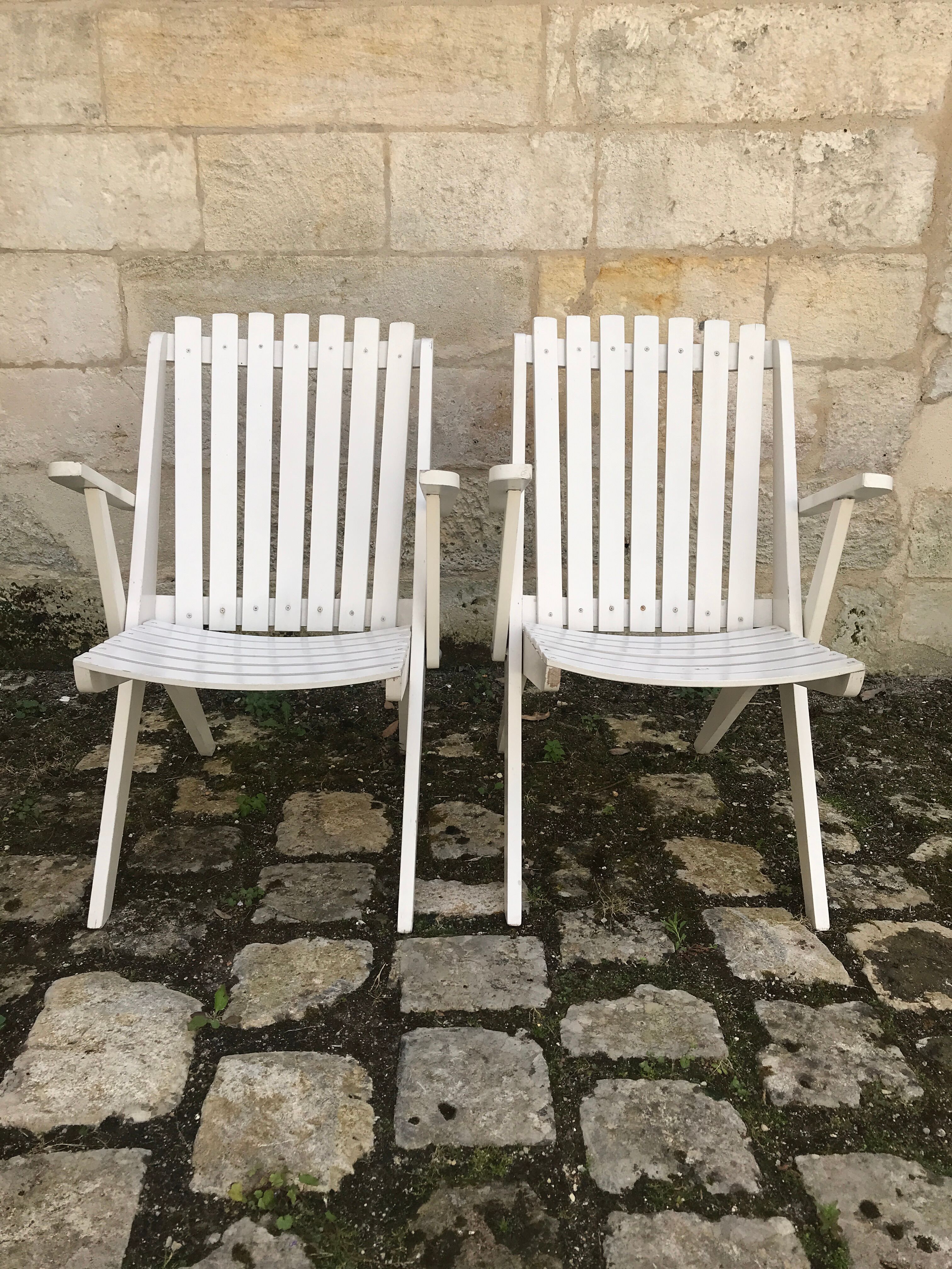 Paire de fauteuils pliables vintage « ciseaux » 1950