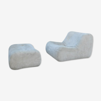 Chauffeuse et pouf Ligne Roset Kali par M. Ducaroy 1970