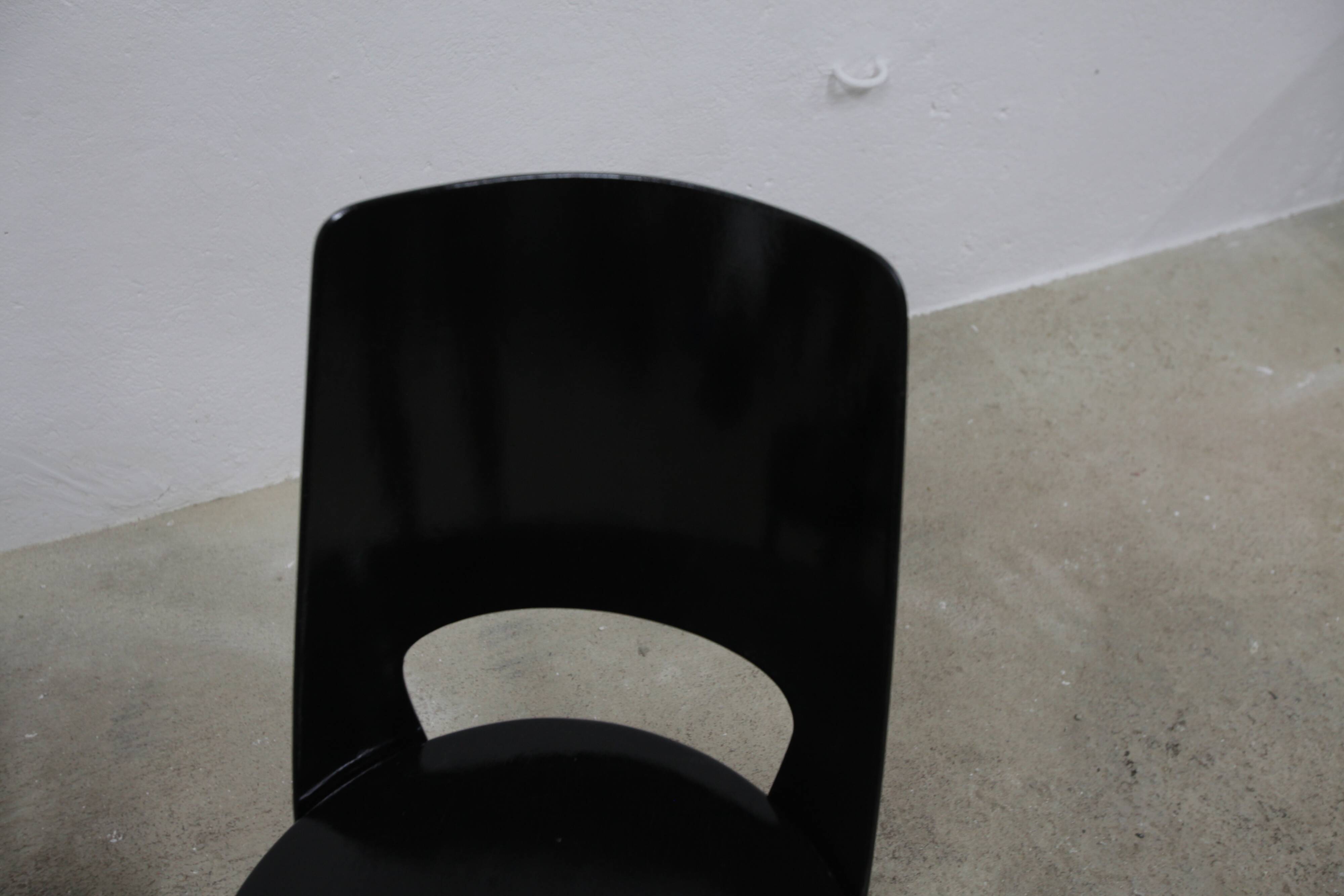 Pair of Baumann Montdor model chairs restored black 1980