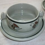 2 bowls with small plates in Korean stoneware