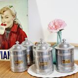 Set of 5 aluminum spice jar Tournus France