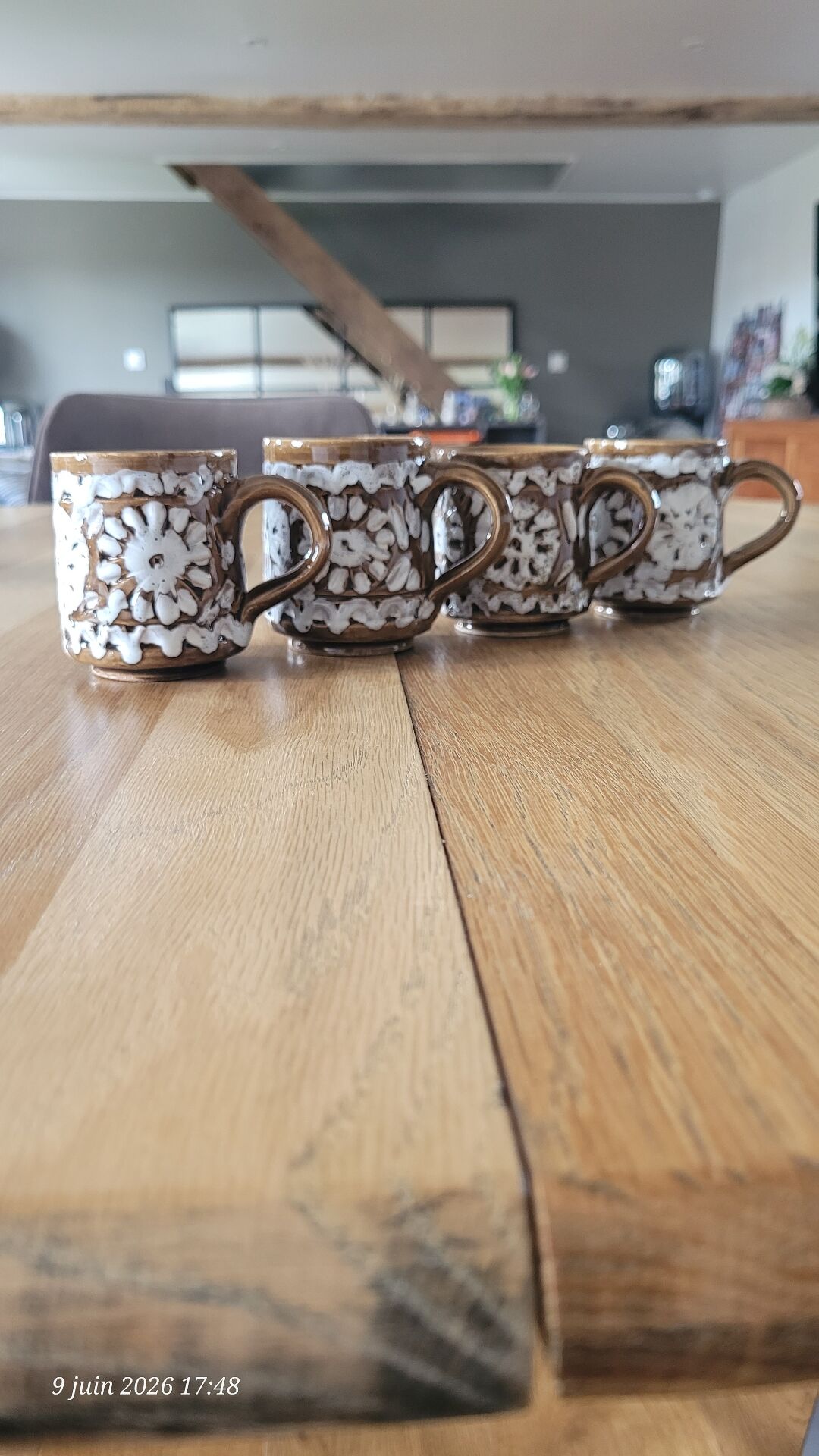 4 tasses à café en grès vintage