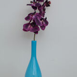 Vase soliflore bleu avec intérieur verre blanc