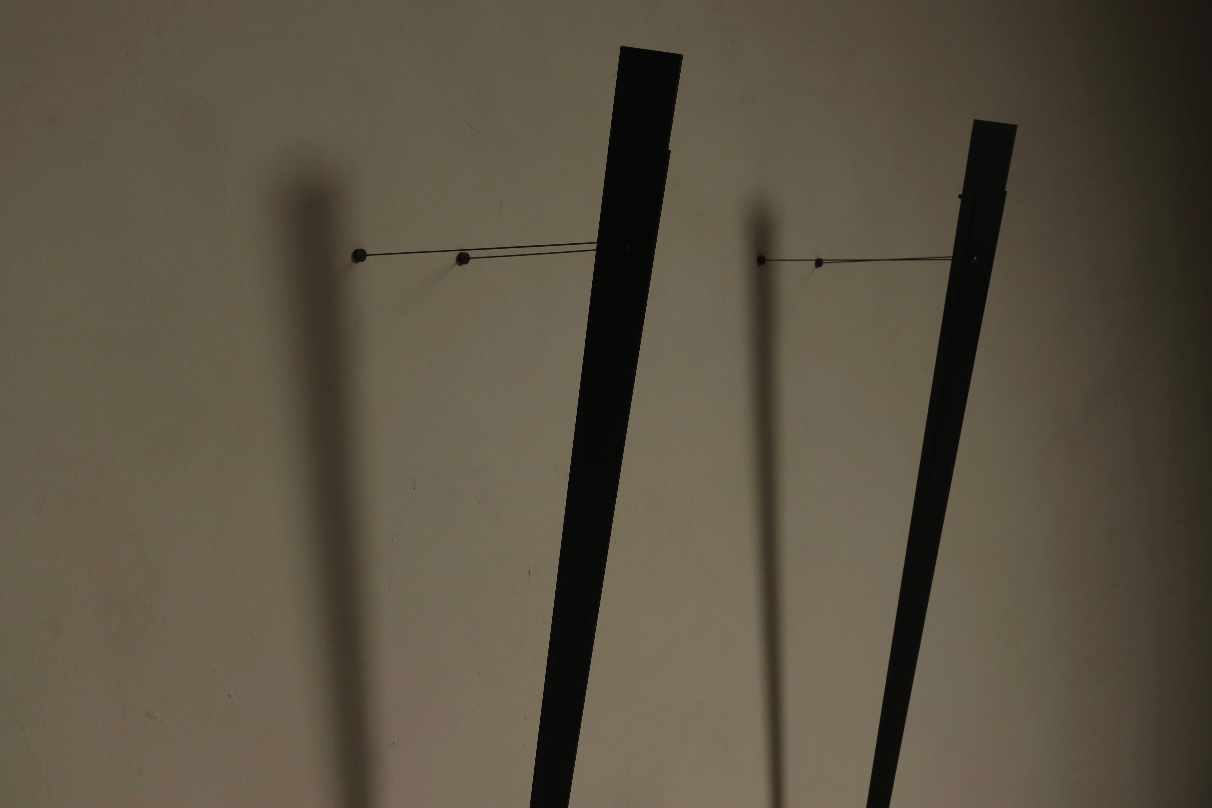 Pair of Gilles Derian torchère wall lights for Lumen Center, Italy 1984