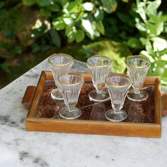 Vintage liqueur service, tray and mazagrans