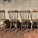 Series of 4 Western chairs in solid oak