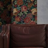 Stouby Møbelfabrik, two-seater sofa in mid-century style in brown leather, 1970s.