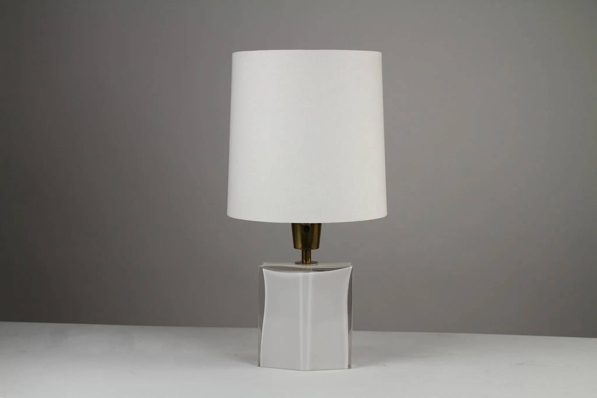 Opaline Glass Table Lamp – Flygsfors, Sweden — Late 1960s / Early 1970s