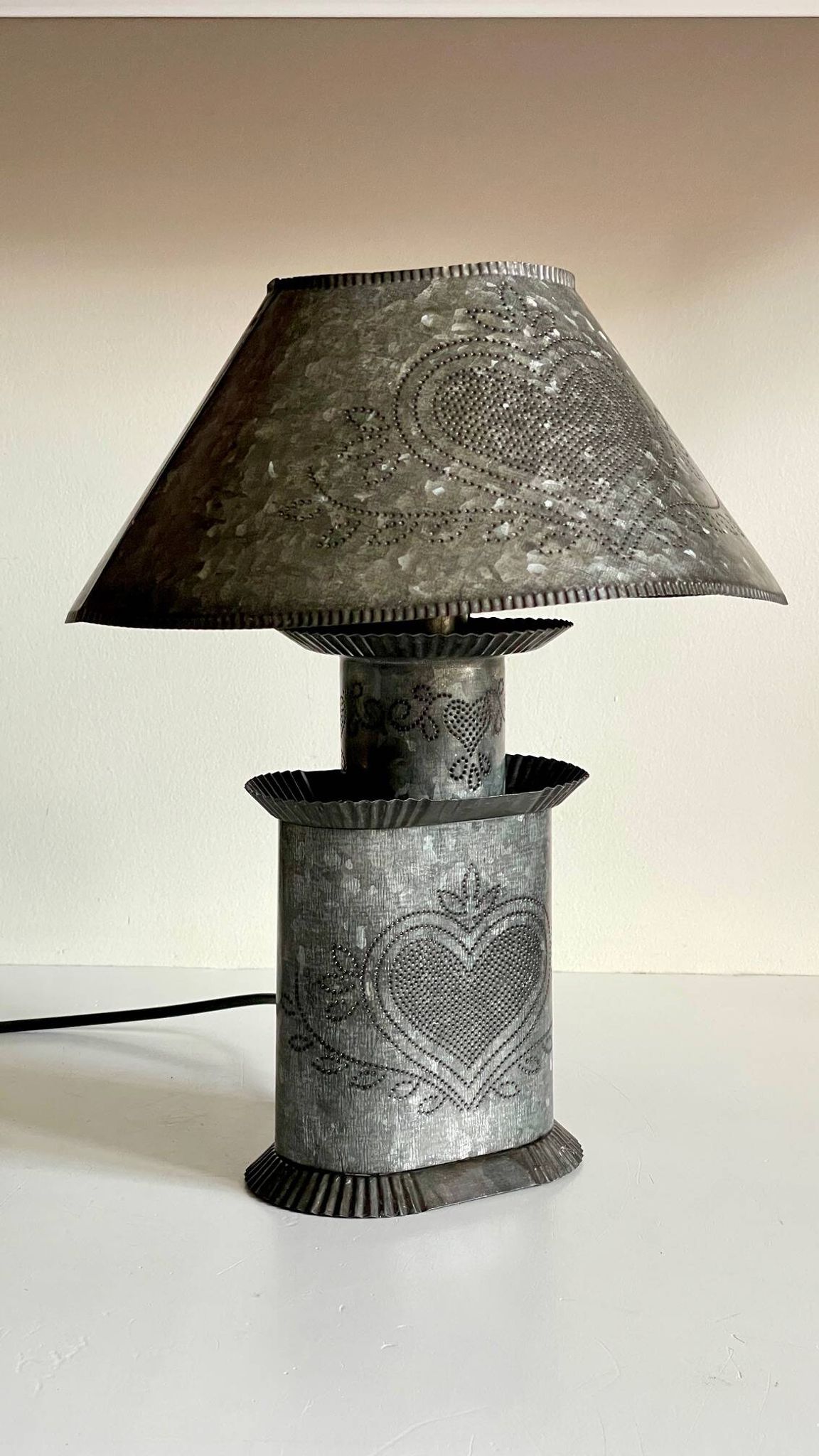 LAMPE Coeur ZINC Vintage