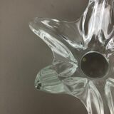 Large French Floral Crystal Glass Shell Bowl by Art Vannes, France, 1970s