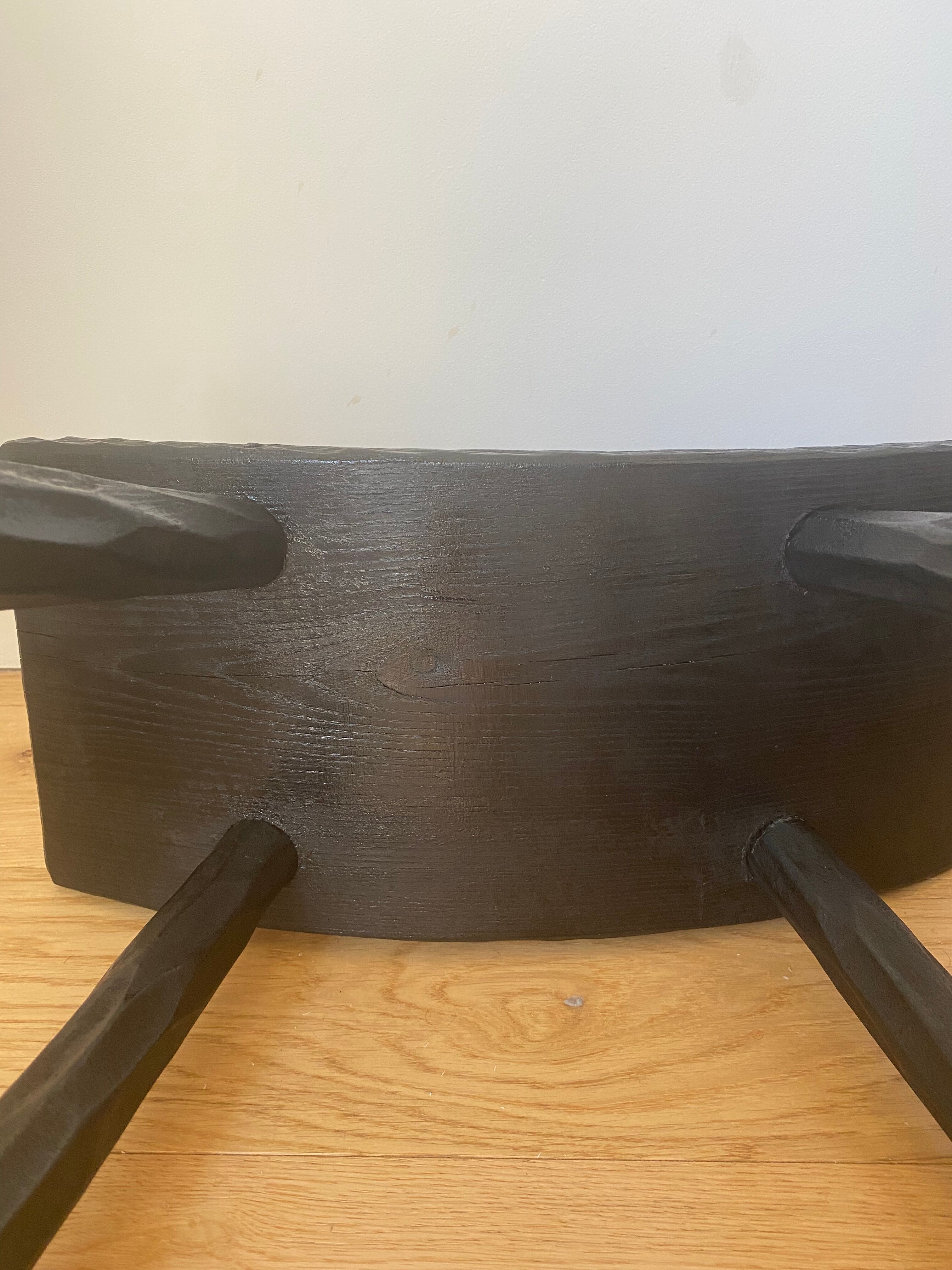 Japanese style stool burnt wood finish