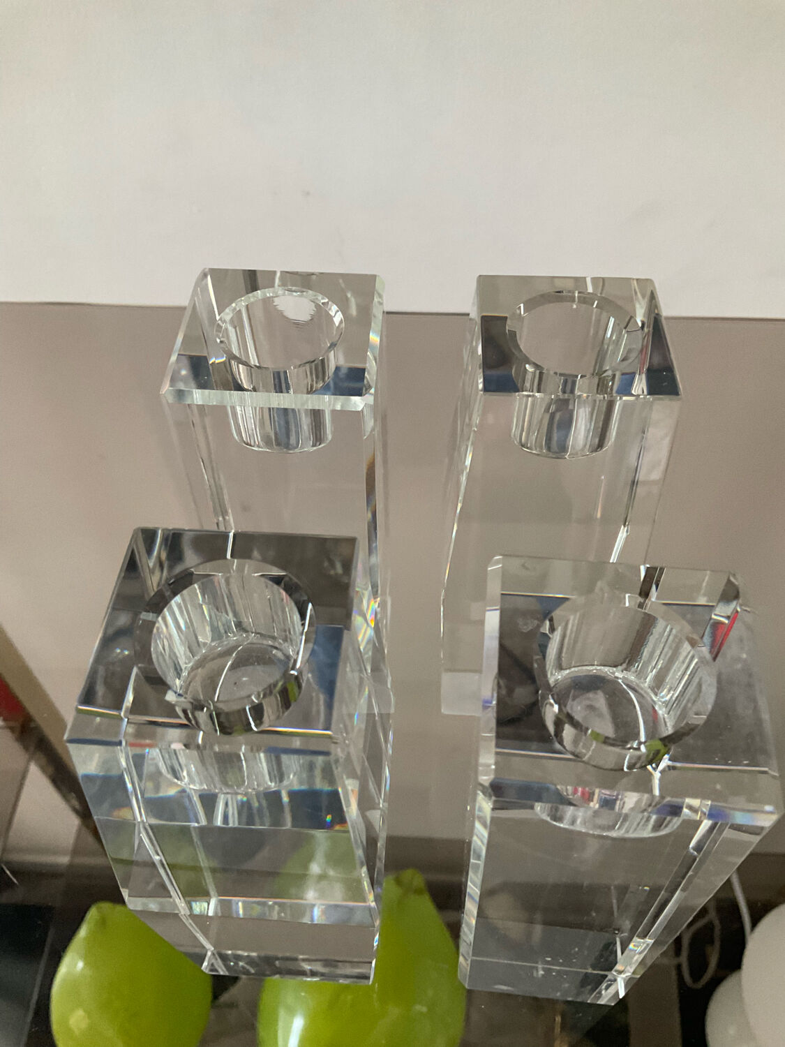 Set of 4 crystal candle holders from the 70s