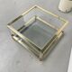 Table basse lucite, laiton et verre années 70