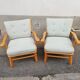 Paire de fauteuils vintage tissu vert pastel