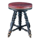 Tabouret de piano en cuir capitonnée et bois noirci