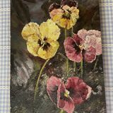 Oil on wood wild pansies 29x17