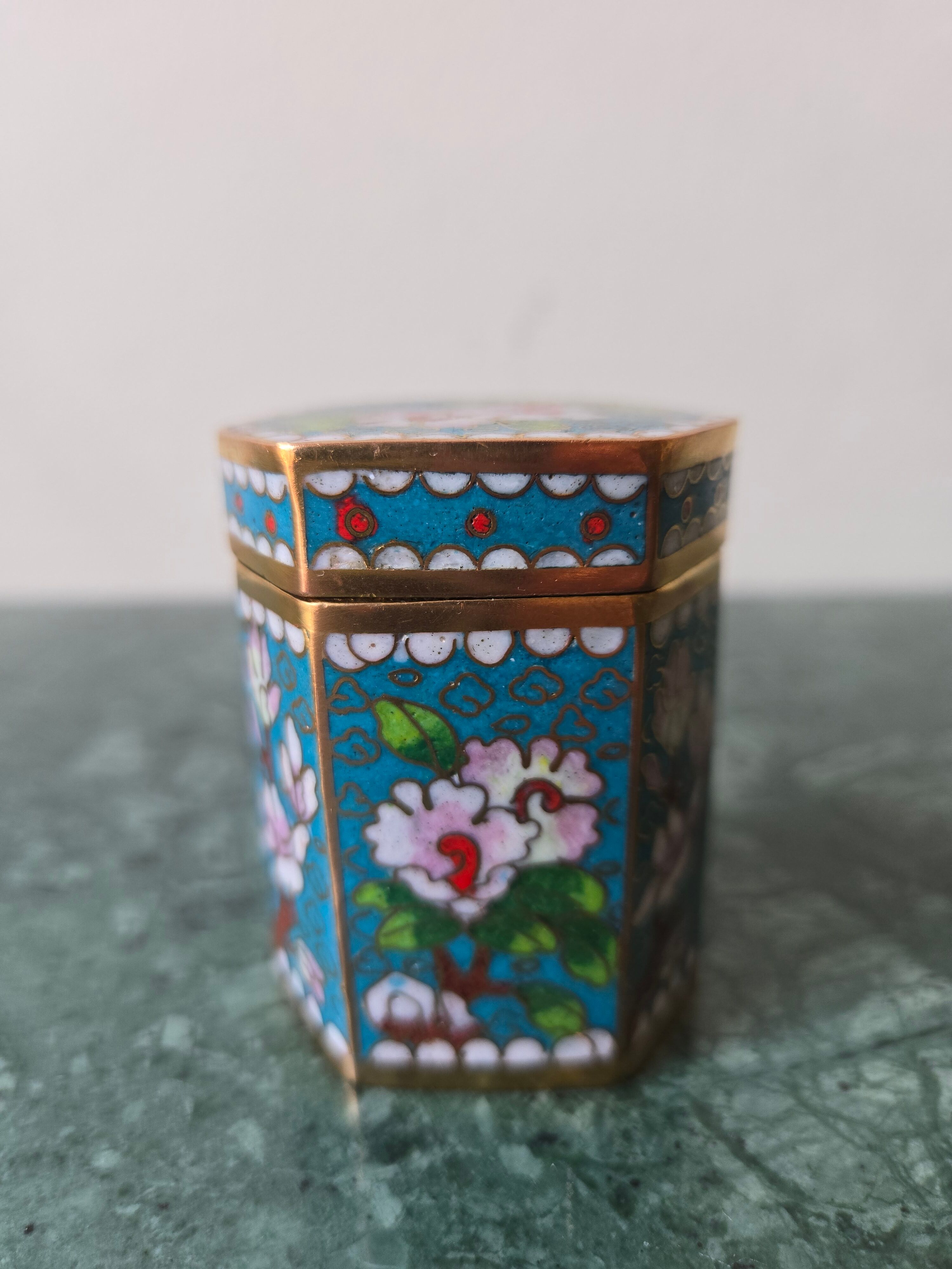 Cloisonné enamel opium box