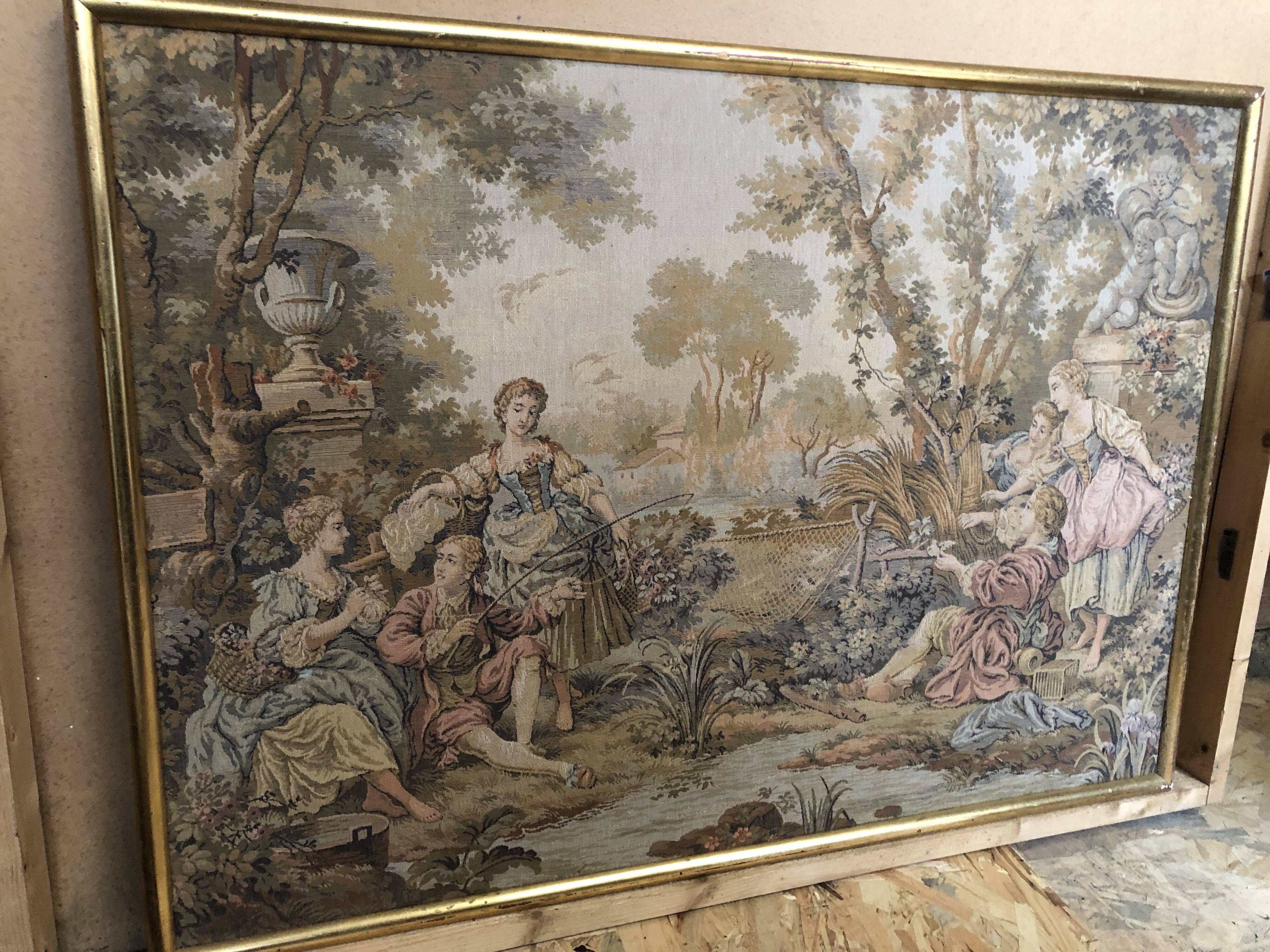 Gobelins tapestry “Mrs. demainnon’s fishing trip” vintage